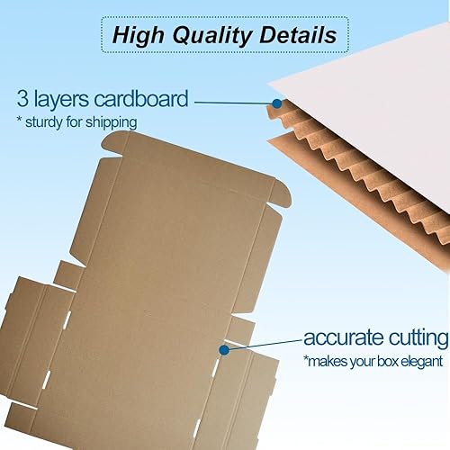 Miniatura 9 de ROTCH Paquete de 50 cajas de envío pequeñas de cartón corrugado, 6 x 4 x 2 pulgadas, color blanco (M642-E-W)