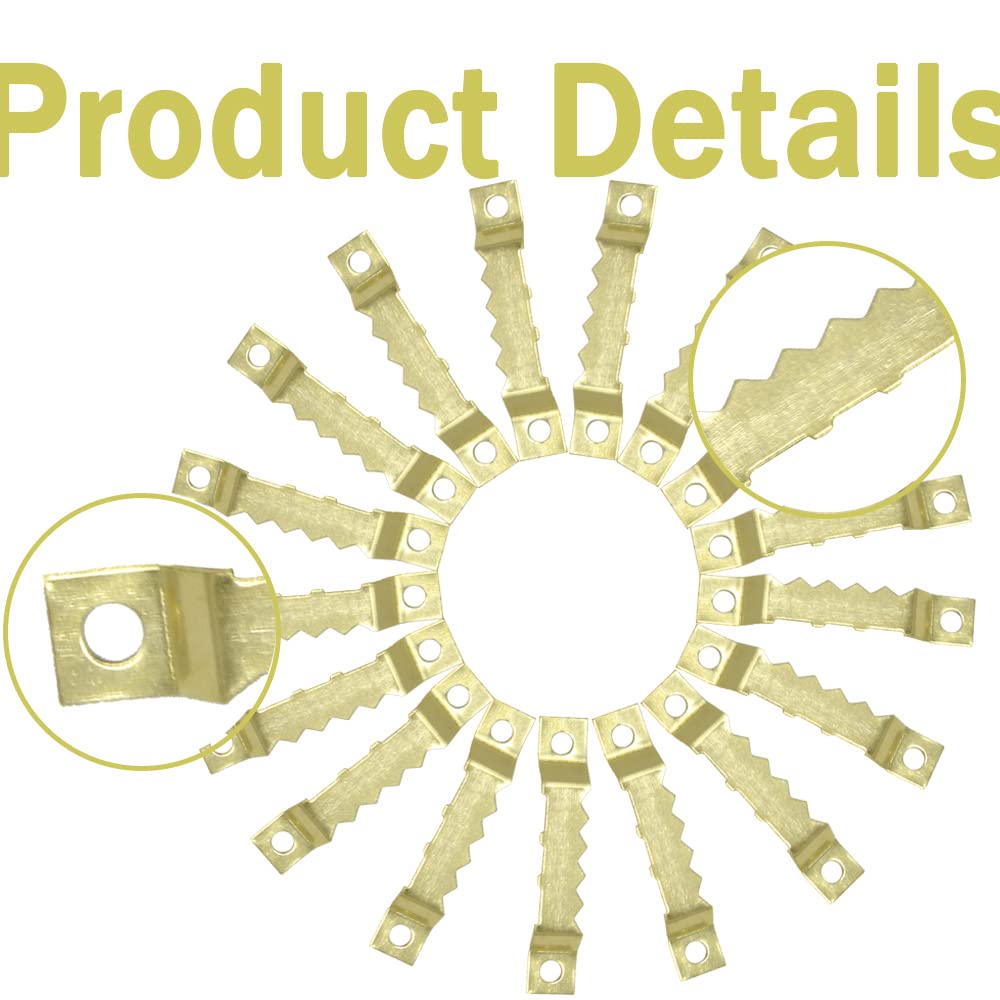 Yosawa 100 Pcs Sawtooth Picture Hangers Decor Picture Frames Hangers with Screws for Hanging Photos Clock Paintings Artwork Picture Frame Hook(Gold/C) - Image 3