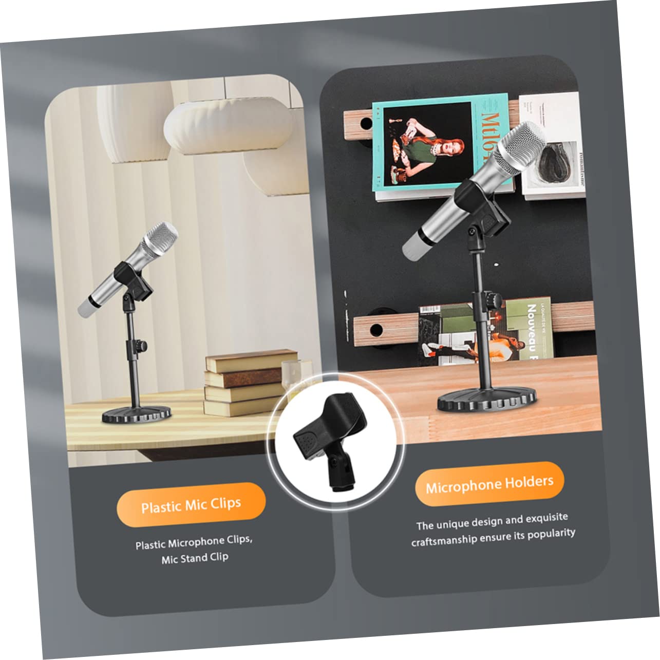 GALPADA 3Pcs Durable Microphone Clips Mic Holder for Microphones Non Slip Design Portable and Lightweight for Home and Studio Use