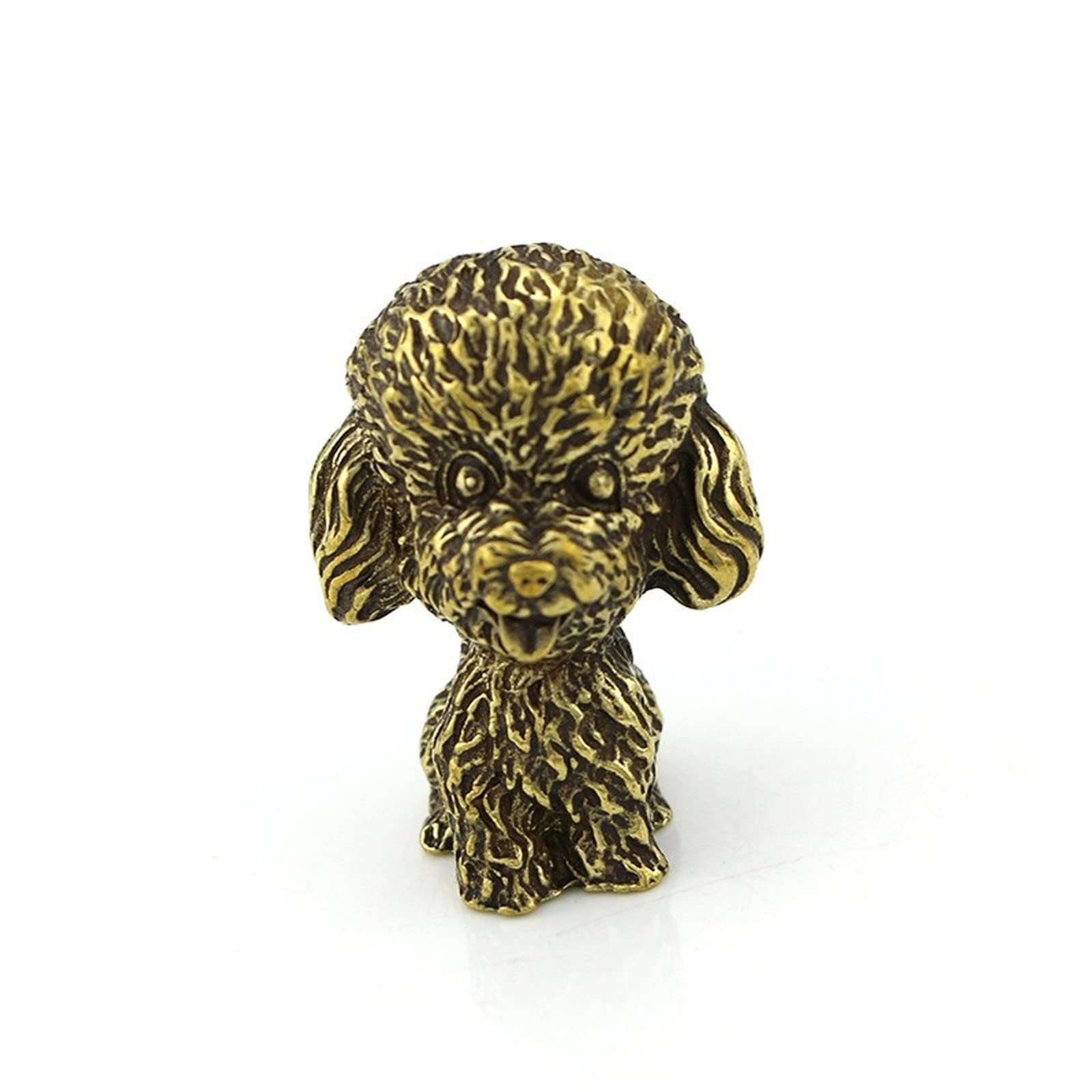 NGDFGR Brass Solid Poodle Tabletop Miniatures Figurine, Cute Pet Dog Statue, Office Study Decorative Ornament, Bronze Sculpture Craft Collection