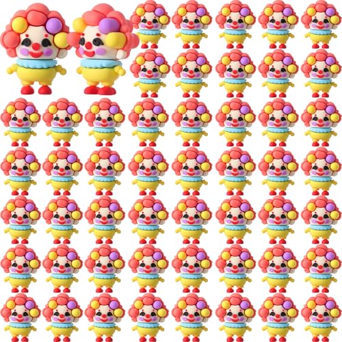 Soulchen 50 Pcs Mini Circus Clown Figurines Clown Dolls Figures Circle Statues for Kids & Adults for Halloween Ornaments Home Table Desk Top Decor Cake Toppers Party Favors