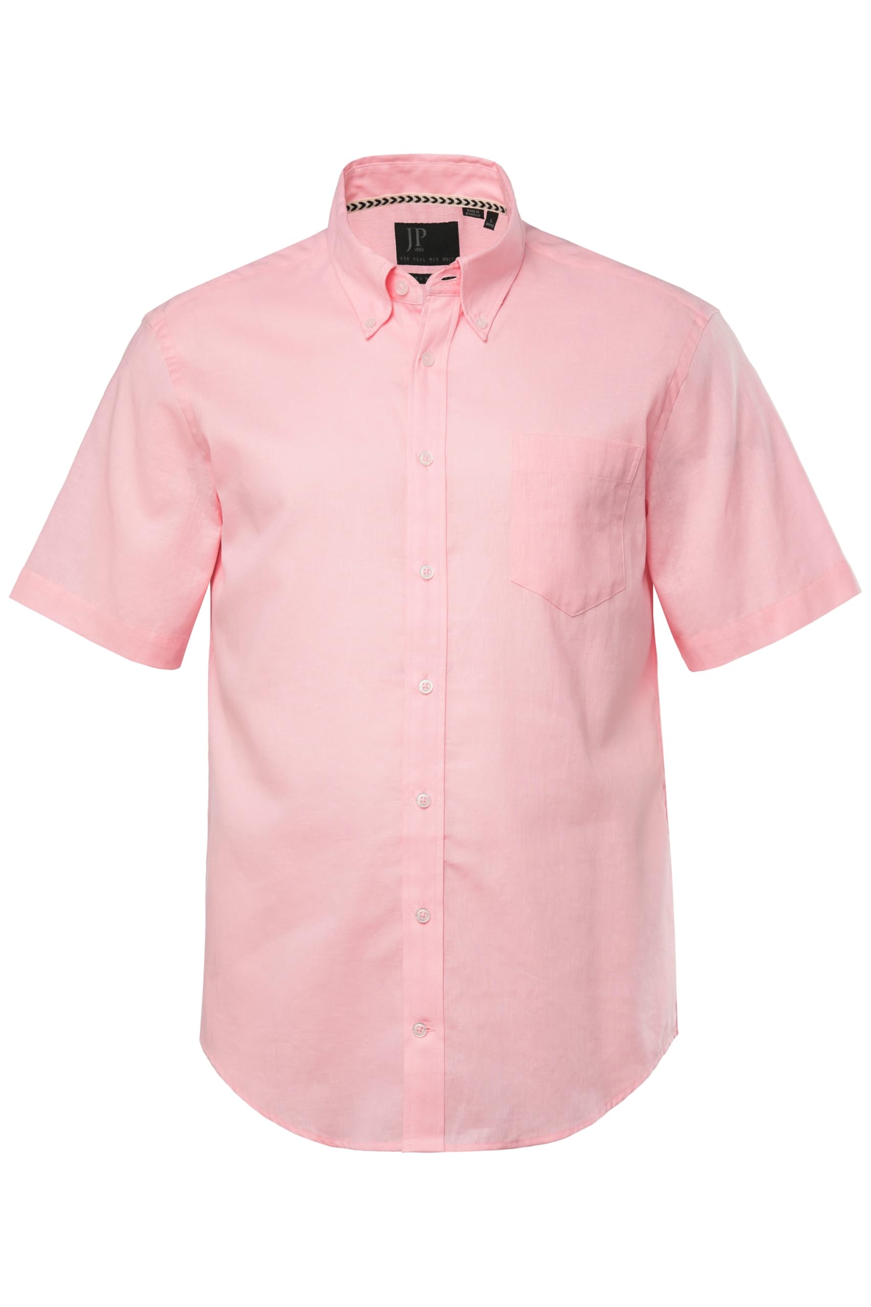 JP 1880 Camicia dalla vestibilità Moderna in Misto Lino con Mezze Maniche E Colletto Button-Down Camicia Uomo