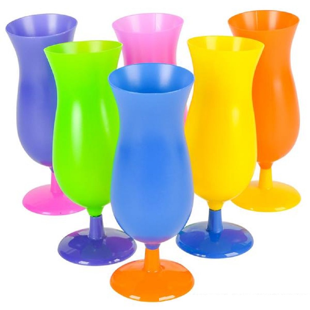 Rhode Island Novelty 8 Inch Plastic Neon Hurcane Glasses One Dozen