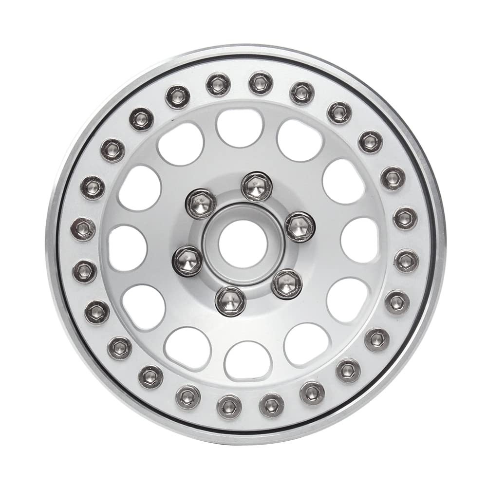 INJORA 4PCS RC 1,9 Cerchioni Metallo Beadlock Wheel Rim per 1:10 RC Rock Crawler Axial SCX10 pro SCX10 II III TRX4 D90 VS4-10 Redcat Gen 8 7 Pro Enduro(Argento)