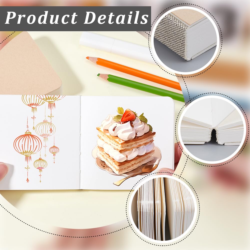 SOFPLATE 2 pz 3.2" x 3.2" mini Quaderni per Acquerelli Blocchis per Schizzi Carta Bianca Quadrata Portatile Diario di Viaggio Piccolo Blocco per Schizzi per Dipingere Viaggiatori Studenti Forniture pe