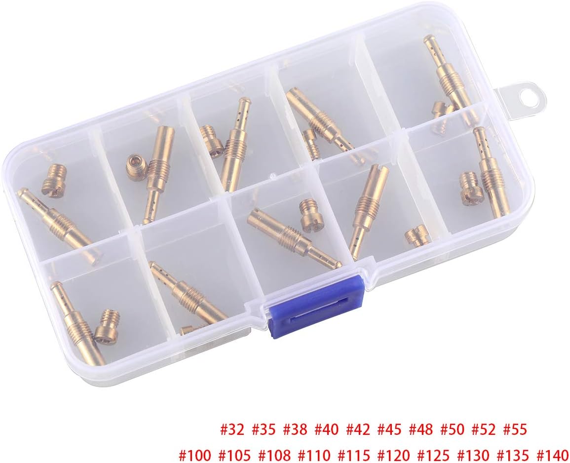Supermotorparts 10Pcs Carburetor Main Jets kit & 10Pcs Slow Pilot Jets for PWK Keihin OKO CVK PWM