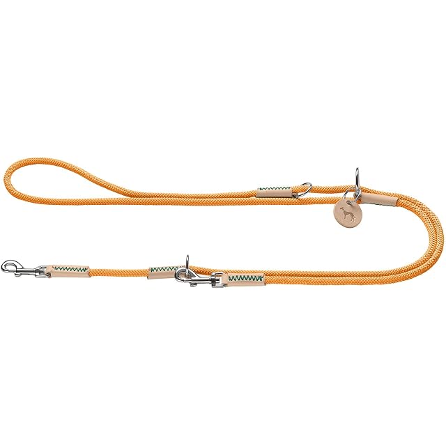 Foto 2 de 8 de HUNTER Correa Ajustable para Perros Malia, Color: Albaricoque/Natural, Cuerda Flexible y Piel Resistente