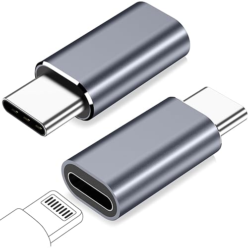for Lightning Female to USB C Male Adapter for iPhone 16 15 Pro Max Plus,for iPad Air,for Samsung,Support 27W PD Fast Charging&Data Transfer,Type C Charger Connector Cable,Not for Audio/OTG,Grey