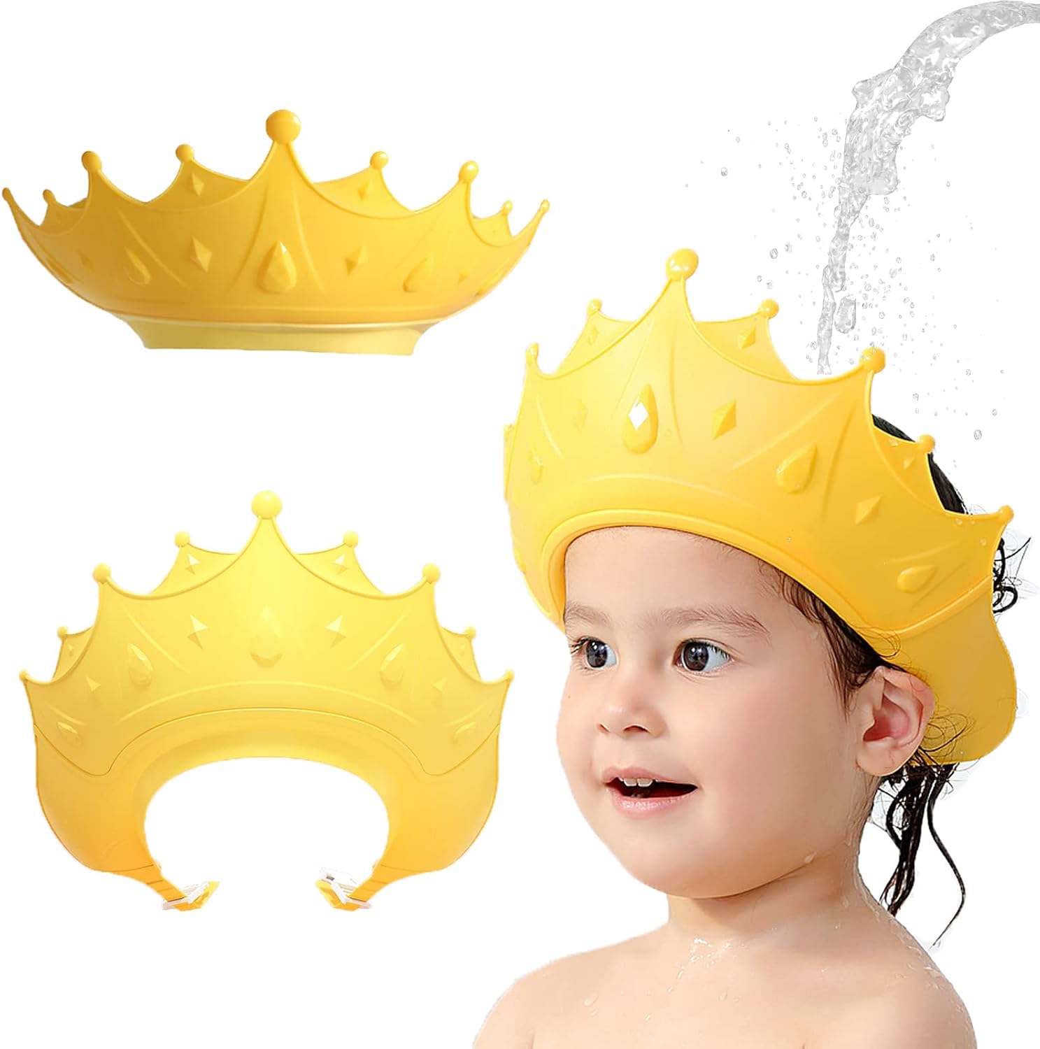 Shower Caps for Kids, KAMHBE Baby Shower Cap Shield Adjustable Crown Hair Washing Shampoo Shield