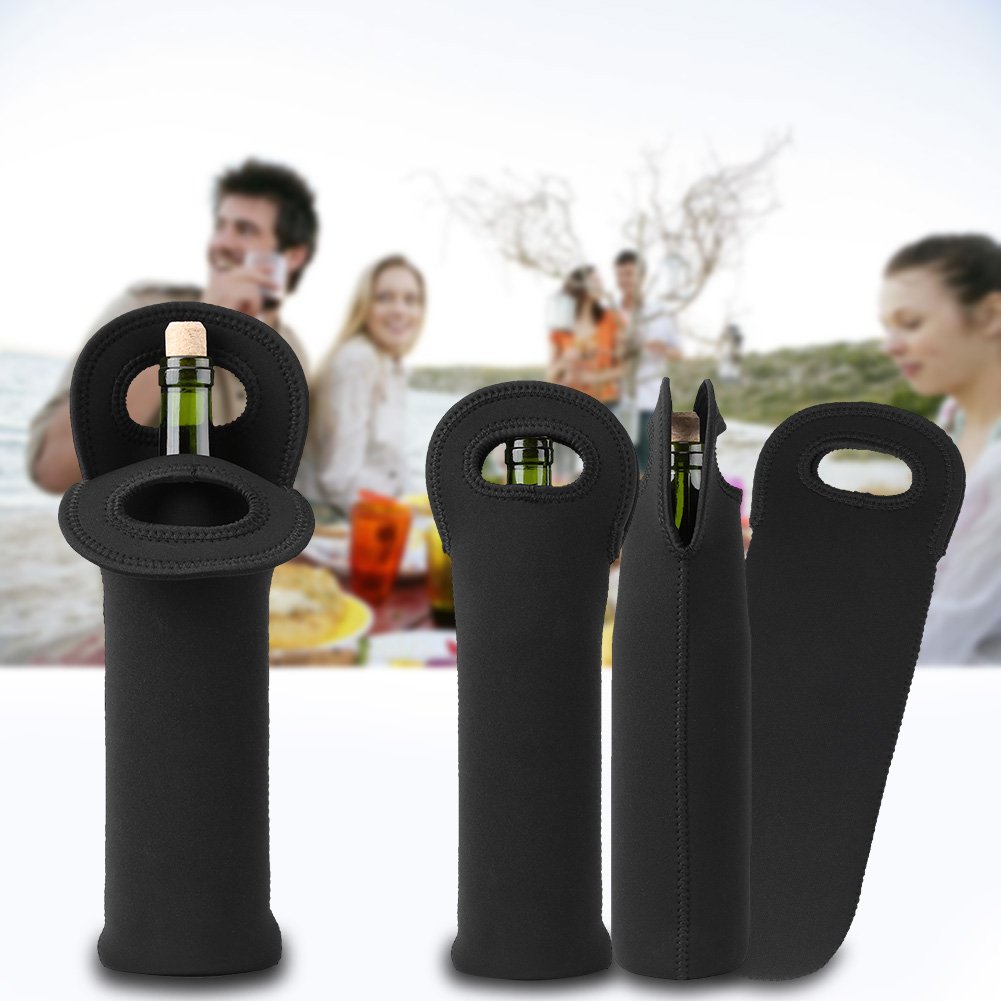 Wine Bag,3Pcs Neoprene Wine Champagne Bottle Holder Tote Carrier with Handle 17.17x4.52 inch Bottle Sleeve Protector Drinks Carrying Bag for Travel Protector Home Picnic - Image 2