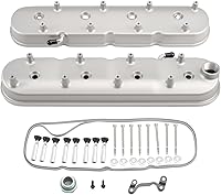 Vista 17 de Cubiertas de válvula de aluminio con agujeros, pulido retro con aletas compatibles con motores Chevy SBC 58-86 de bloque pequeño 283 305 327 350 400