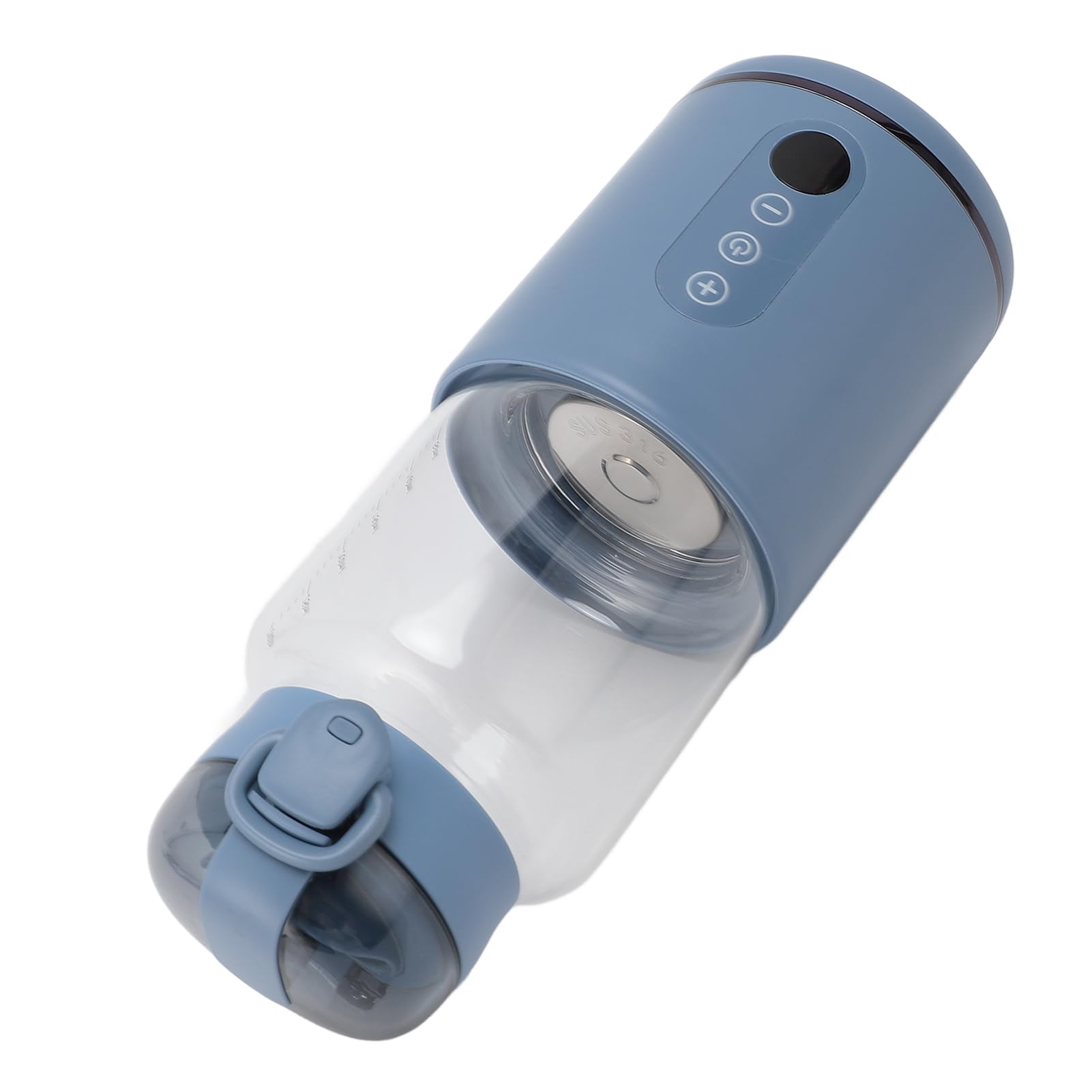 Taza calentadora de leche portátil de acero inoxidable USB inalámbrico calentador de leche de calentamiento rápido biberón aislado para coche de viaje azul 300ml
