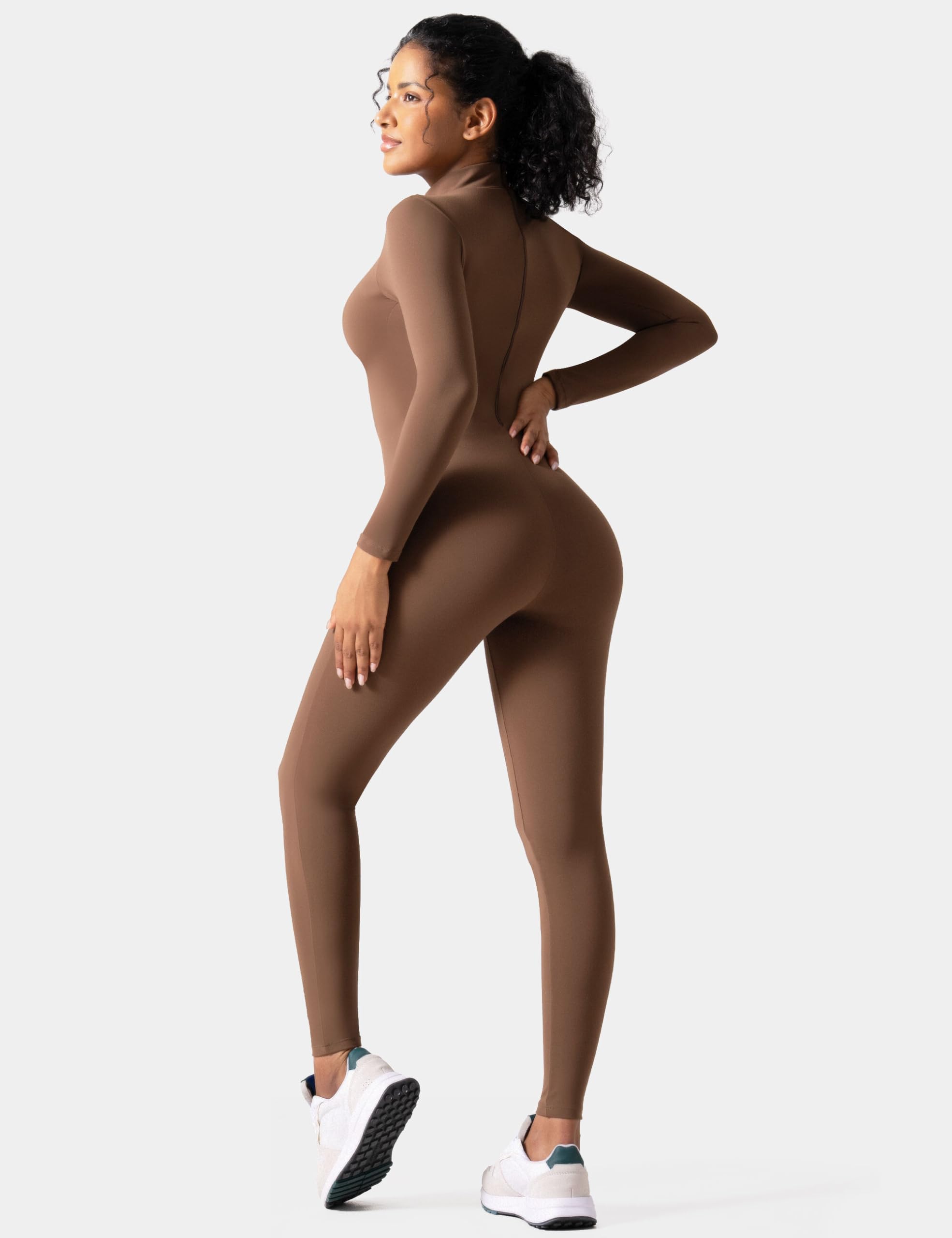 speerise Adult High Neck Zip One Piece Unitard Full Body Leotard Bodycon Jumpsuit for Women