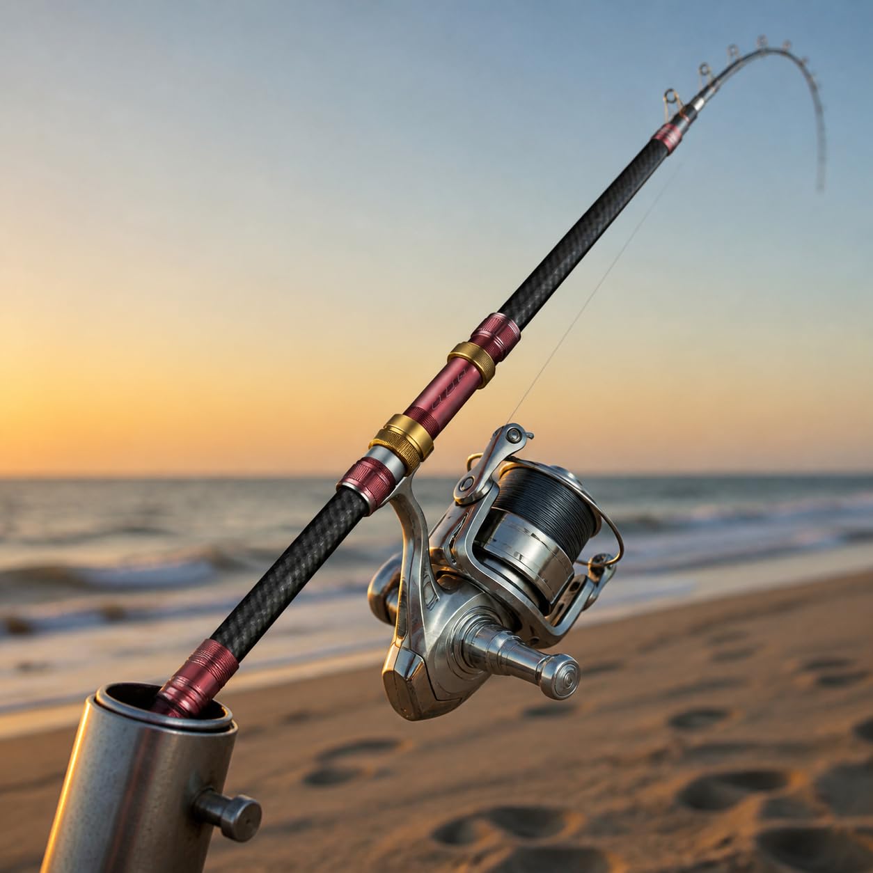 Teleskopische Meesangelrute, 15-Achsen-Rolle 7000er Set, 2.1m | Kohlefas - , Meesangeln, Strandangeln - Weitwurf - für Hochseefischen, für