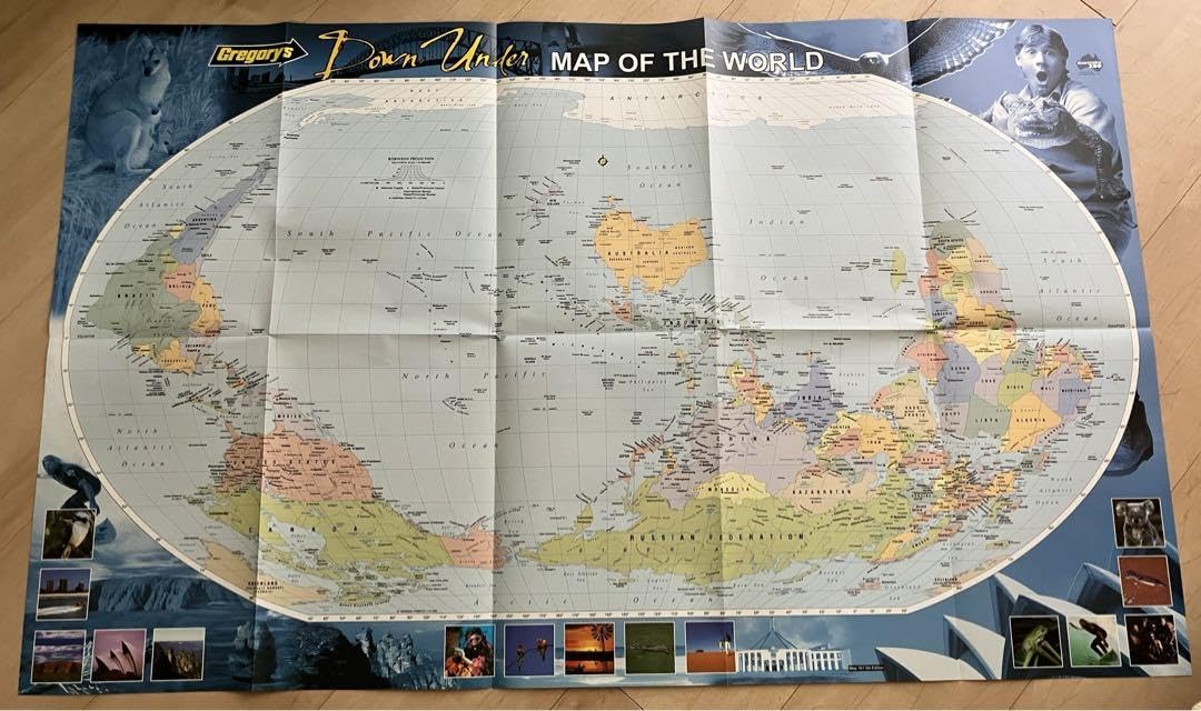 Amazon | 世界地図 オーストラリア中心の逆さま地図のDown under