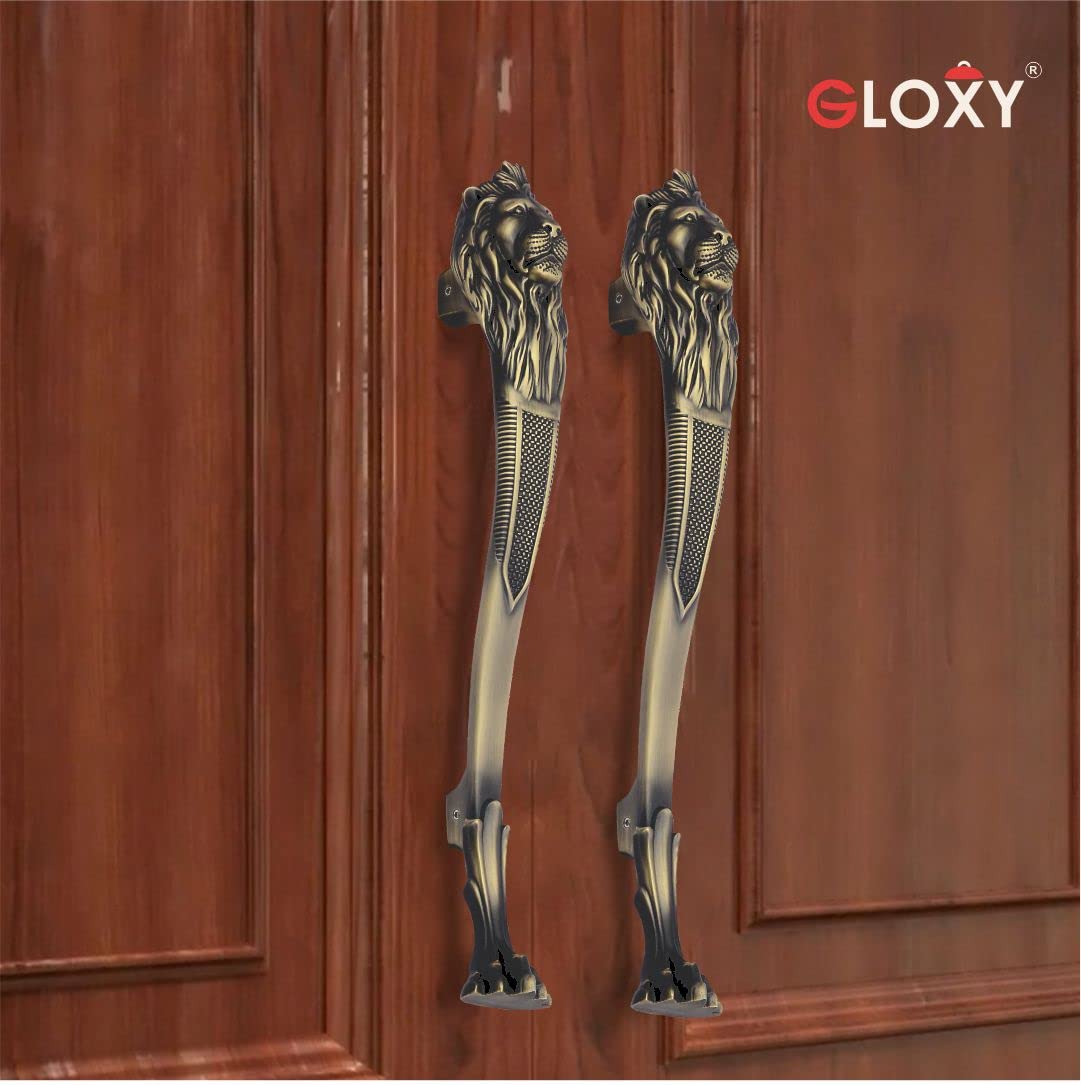 GLOXY ENTERPRISE Lion Shape Curved Main Door Handle Decorative Push & Pull Door Handle Knocker with Vintage Antique Classy Look for Glass and Wooden Door - antiq - (Size - 200mm) Pull Handle — Amazon image 7