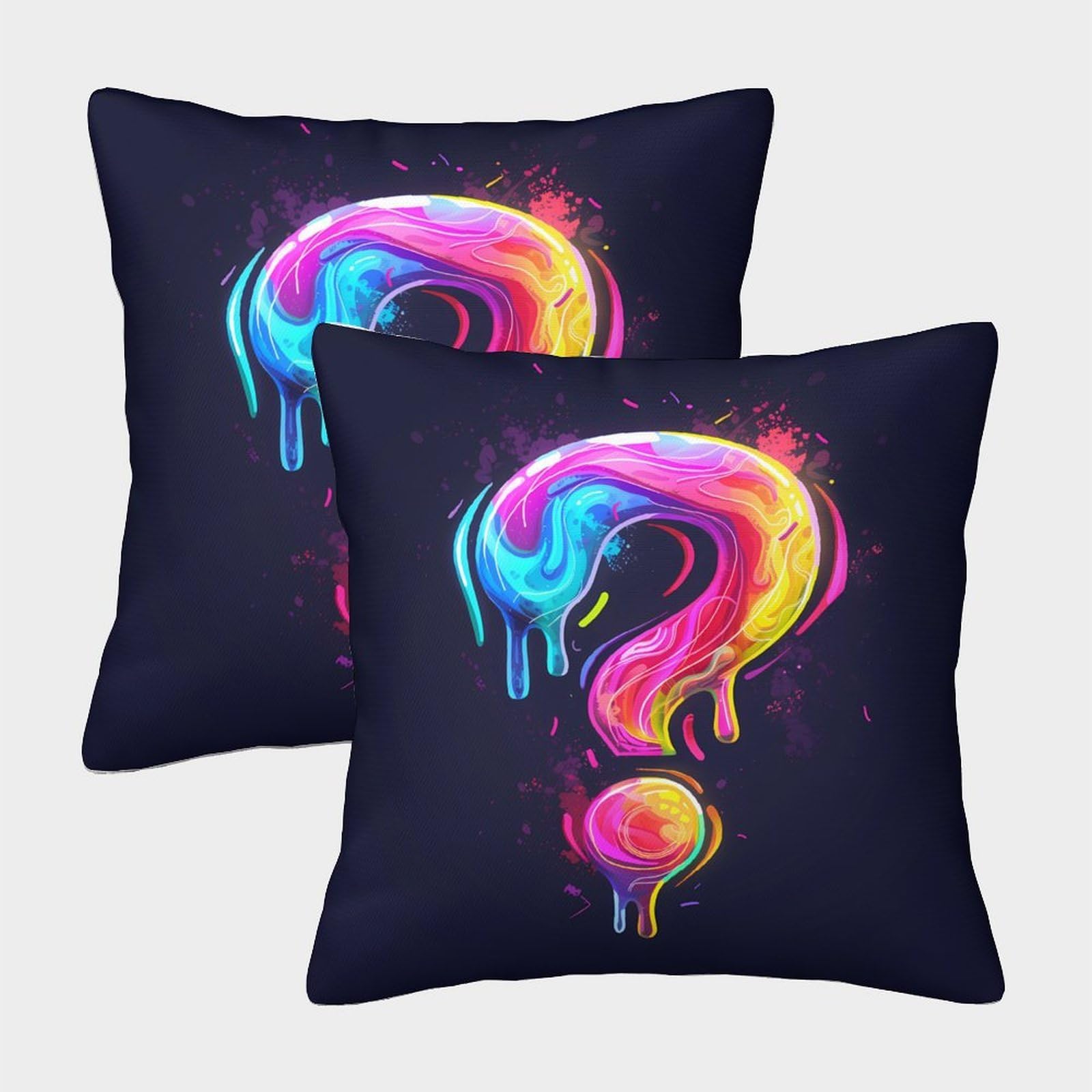 QFVANSIYO Graffiti Colorful 3D Printed Pillowcase Microfiber for Adults Teens Bedroom Decor Graffiti Question Mark Pillow Cover 45x45cm