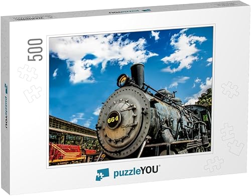 Vintage Coal Burning Steam Engine Locomotora... Rompecabezas de rompecabezas con 500 piezas