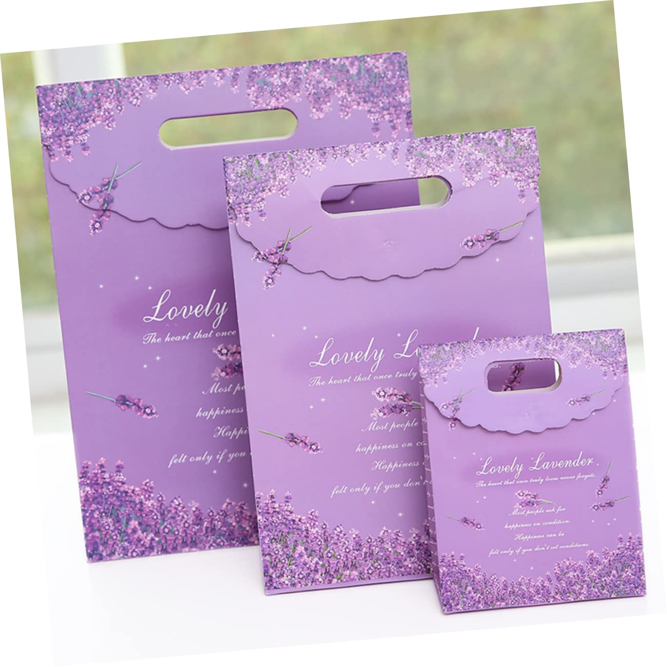 Parliky 10 Stück Geschenktüten Papier Lila Lavendel Wiederverwendbare Party Taschen für Süßigkeiten Snacks und Kleine Große Kapazität