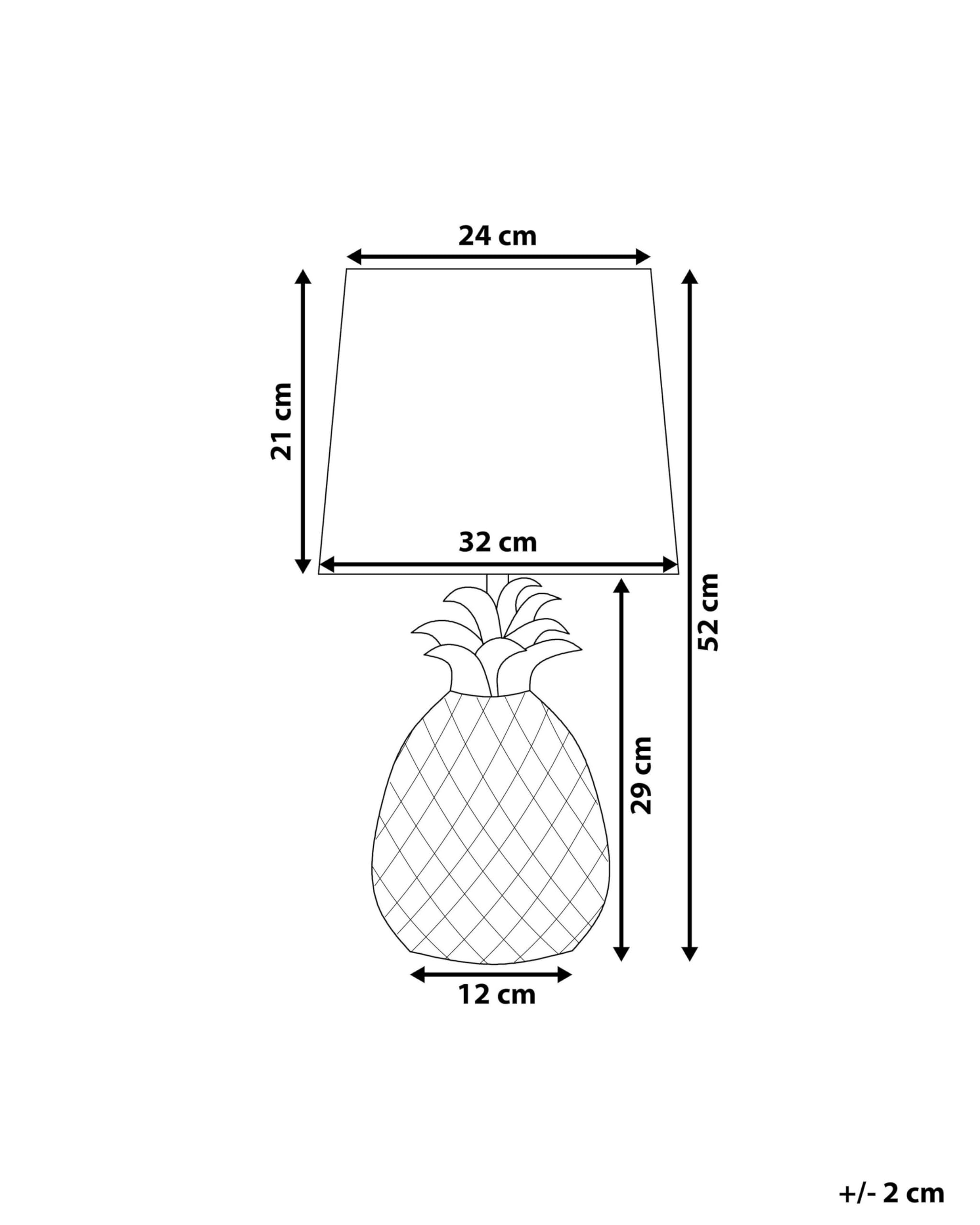 Beliani Stilvolle Tischleuchte Lampenfuß in Ananas Form gold/schwarz Keramik/Polyester
