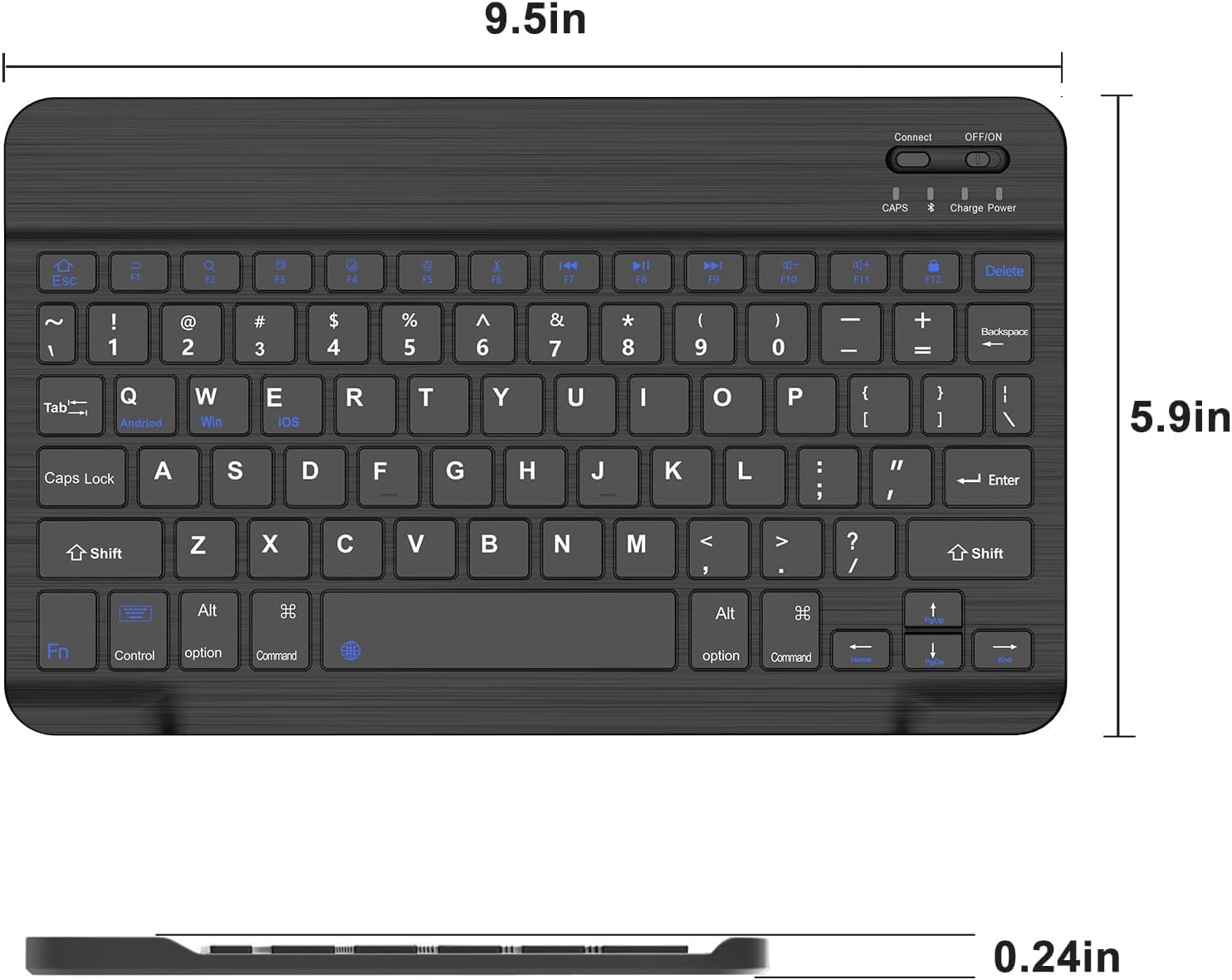 WINCHKING Ultra-Slim Wireless Bluetooth Keyboard - Universal Rechargeable Keyboard Compatible with iPad Pro/iPad Air/iPad 9.7/iPad 10.2/iPad mini and Other iOS Android Windows Devices (Black)