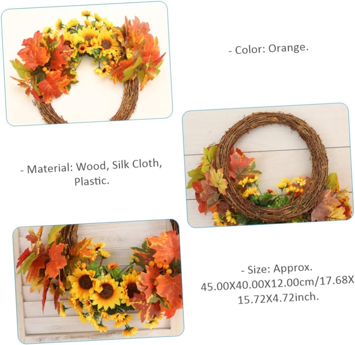 Alipis Maple Leaf Sunflower Wreath Vibrant Fall Decor for Front Door Wall Window for Thanksgiving Home Decoration and Autumn Celebrations