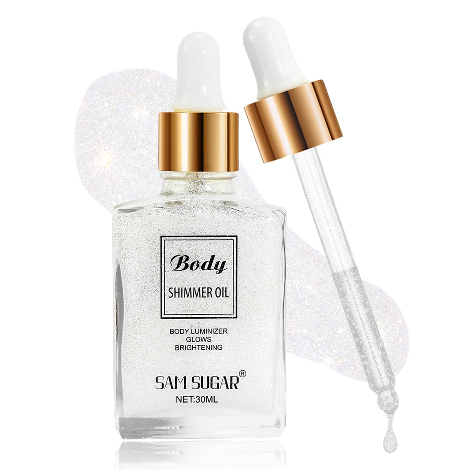 TITIMORE Body Shimmer Oil Liquid Body Highlighter Makeup Waterproof Body Luminizer Moisturizing Non-sticky Glow Shimmer Lotion Face and Body Smooth Light Shimmer Glow Illuminator #01
