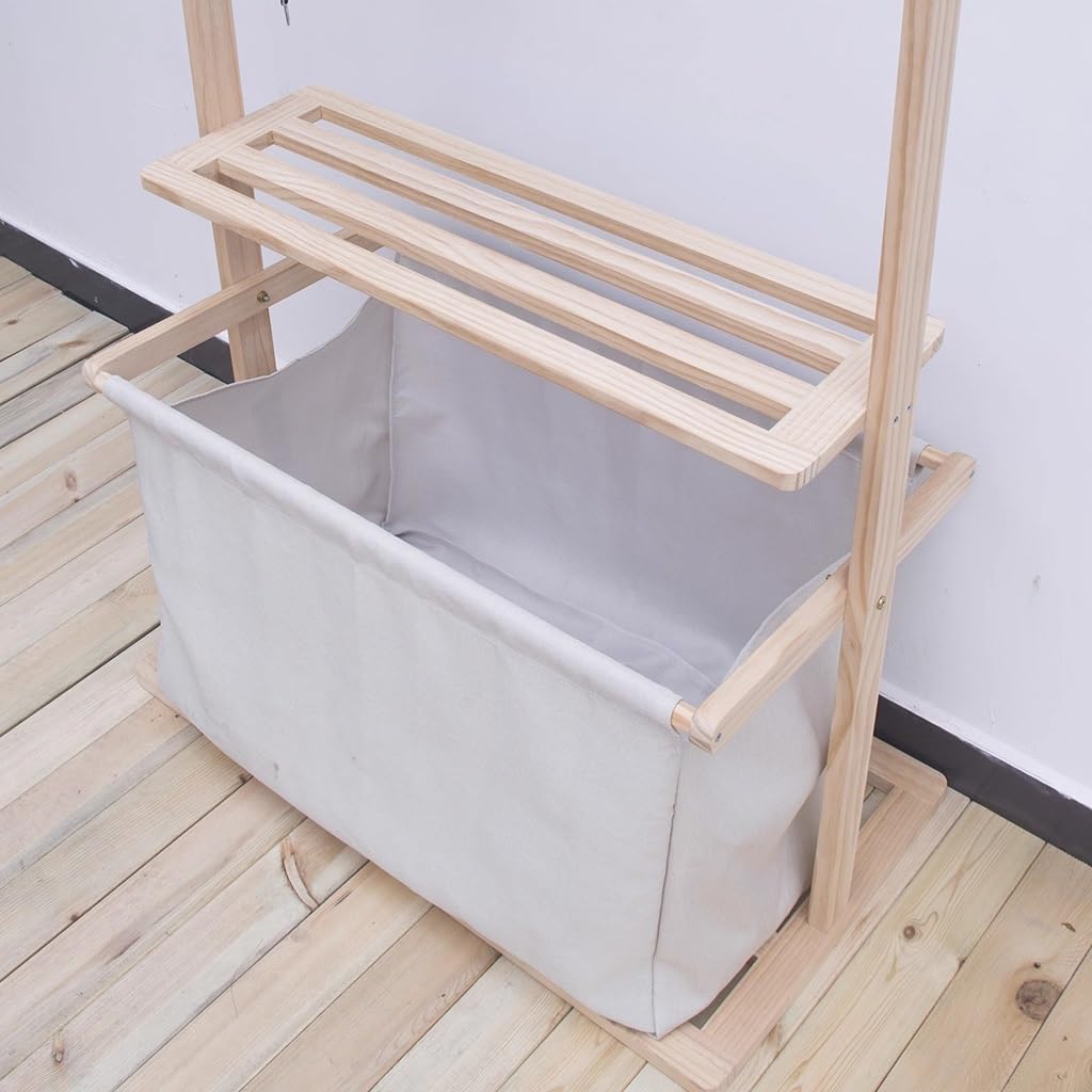 Laundry Sorter 4 Section with Hanging Bar, 4 Bag Laundry Hamper with Hanging Rod, Laundry Basket With Heay Duty Lockable Wheels and Remoable Bag for Clothes Storage, Gray (Style (Style 2 80x44x170cm)