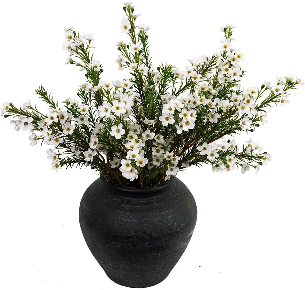 Melorca&Guilla Artificial Flowers for Decoration, 6Pcs 26inch White Wintersweet Fake Flowers,Faux Flowers for Vase,Faux Floral Stems for Wedding Party Kitchen Home Decorations (6, White Wintersweet)