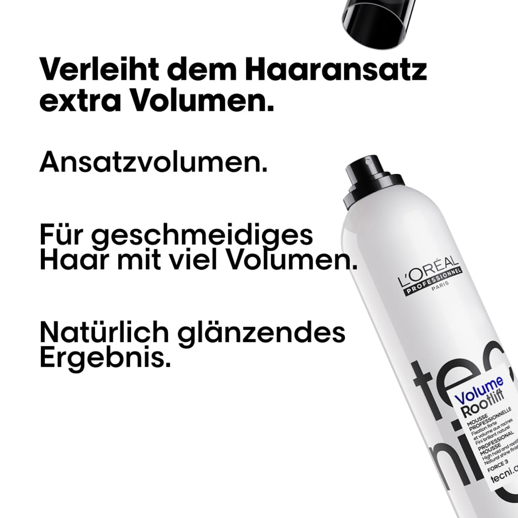 L'Oréal Professionnel Paris Tecni.ART Volume Lift Rootlift Spray-Mousse, Schaumfestiger für Volumen, ohne Verkleben oder Beschweren, mittlerer Halt, voluminöser Glanz, 250 ml