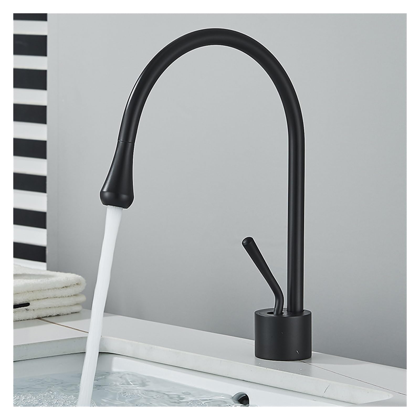 BHFPFZA Stainless Steel Kitchen Sink Faucet Mixer Tap Swivel Single Lever Design Bathroom Sink T with Fittings (Plated h) - & Slish