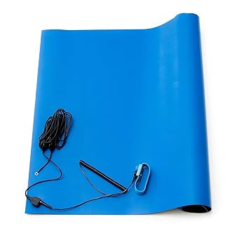 Bertech-2059 ESD Soldering Mat Kit (Made in USA), 2.5 Feet Wide x 5 Feet Long x 0.06 Inches Thick, Blue, Includes a Wrist Strap and Grounding Cord, RoHS and REACH Compliant