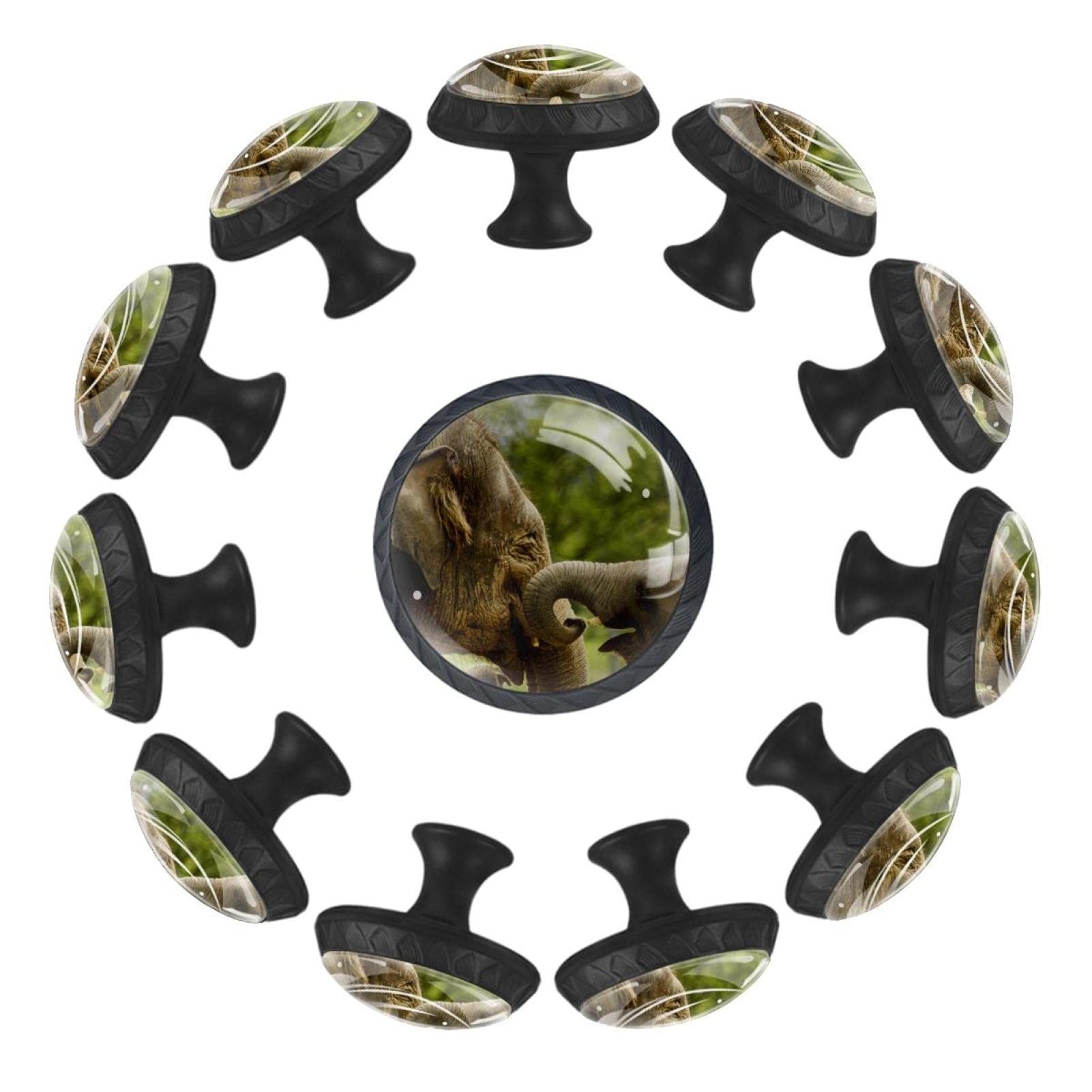 Boutons de tiroir éléphant ronds 35 mm pour commode et chambre d'enfant - Lot de 12