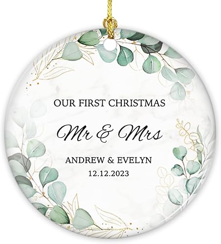 Adornos de Navidad personalizados 2023, adorno de cerámica personalizado con nombre y año, adornos de árbol de Navidad de doble cara e impresión HD,