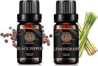 Aromatherapy Lemongrass Essential Oil Set for Diffuser, 2X10ml 100% Pure Black Pepper Essential Oils for Humidifier-Lemongrass,Black Pepper Essential Oils, Aromatherapy Black Pepper Oil,Lemongrass Oil