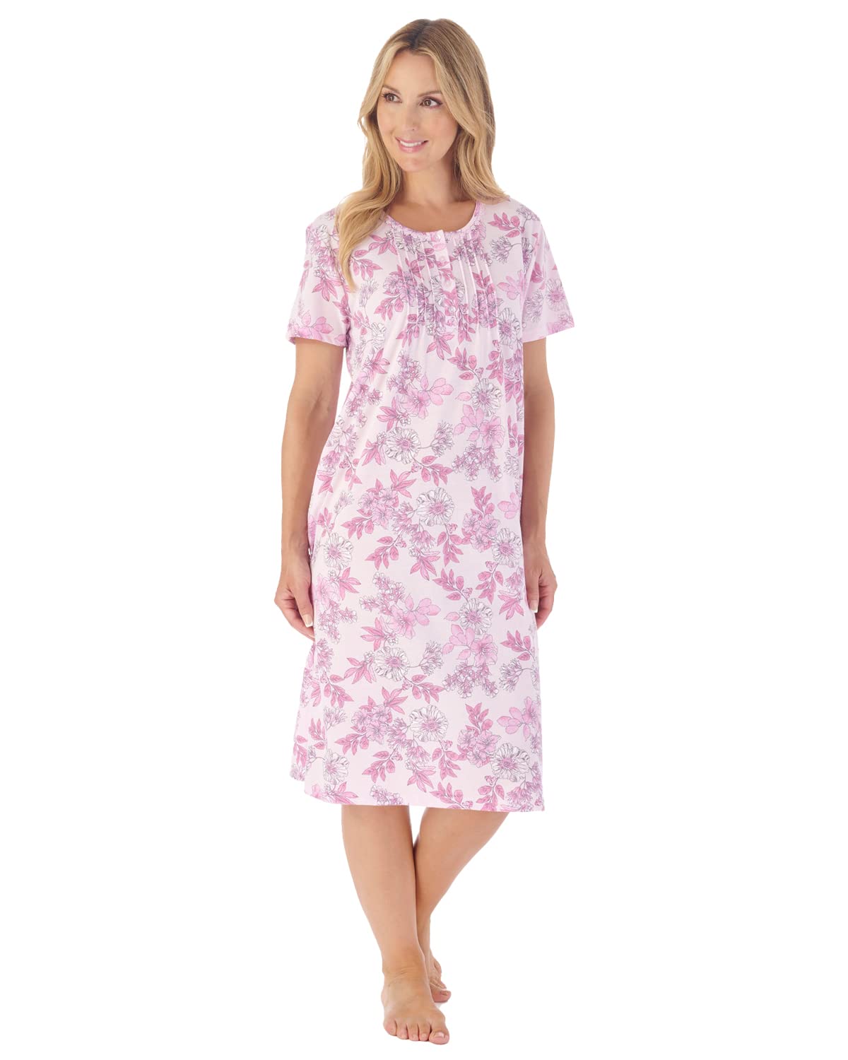 Slenderella Floral Short Sleeve Nightie ND03112 Pink 24-26