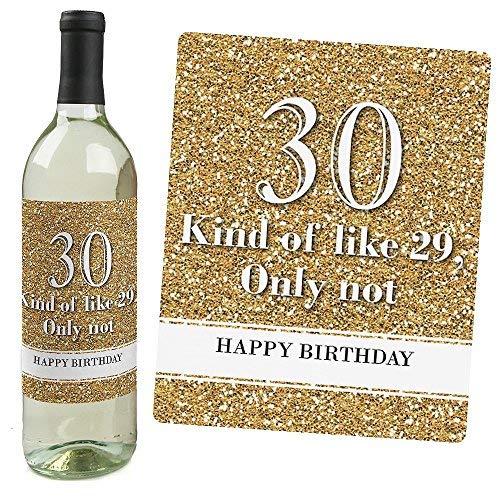 Adult 30Th Birthday - Gold - Birthday Party Gift For Women And Men - Wine Bottle Label Stickers - Set Of 4 #TOP1