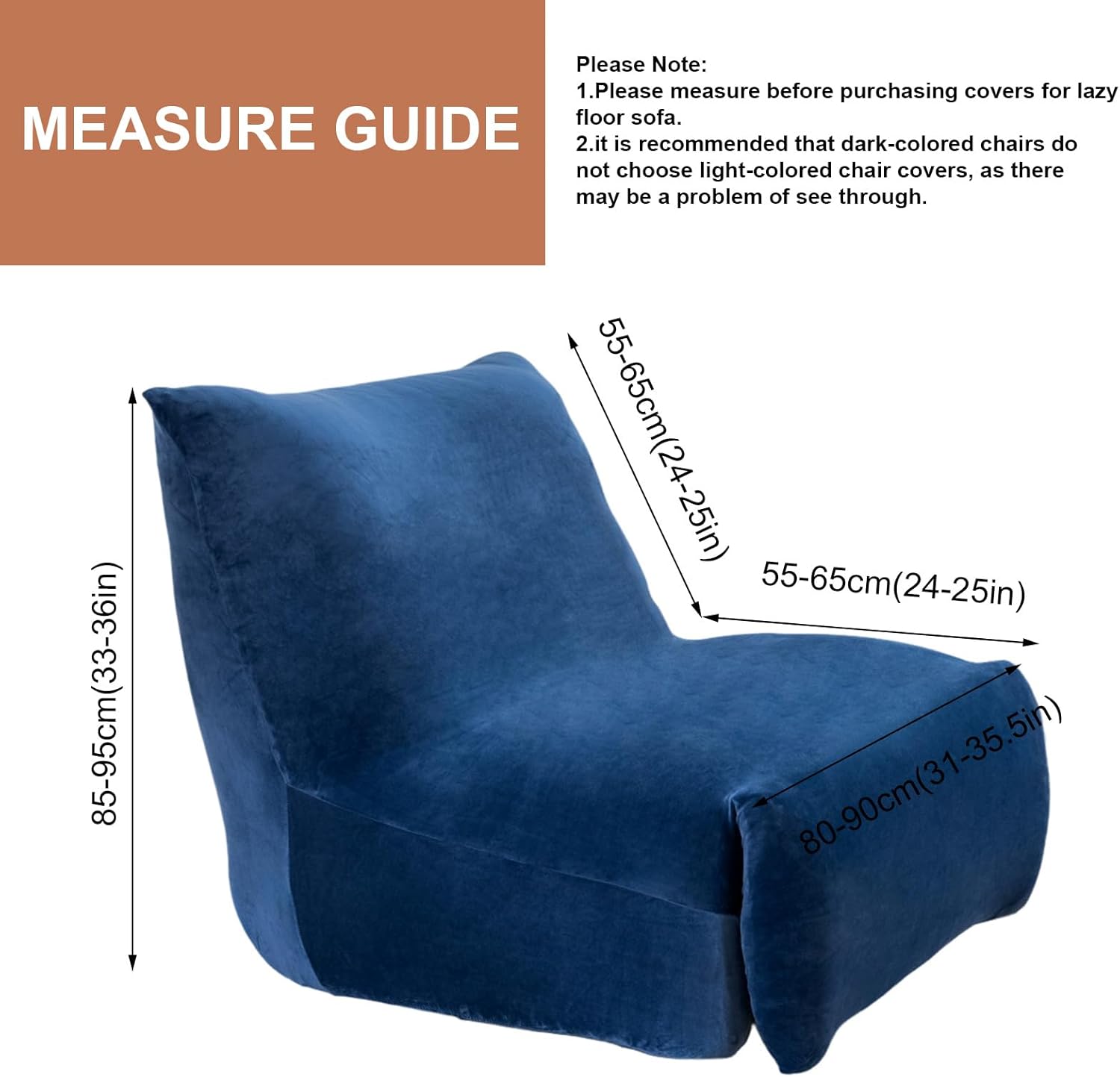 HAOYONG Single Seated Lazy Floor Sofa Cover, Stretch Chair Cover Armless Chair Slipcover Soft Floor Sofa Cover Removable Fireside Chair Cover Furniture Protector for Study Living Room Bedroom