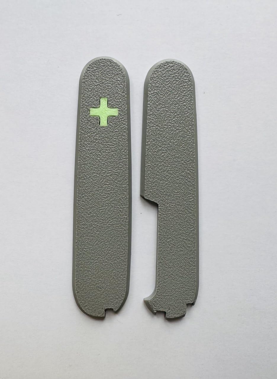Replacement Covers For Victorinox Scales Plus 91mm Plastic Handles With Extra Pen Slot And Glowing Cross (Gray)