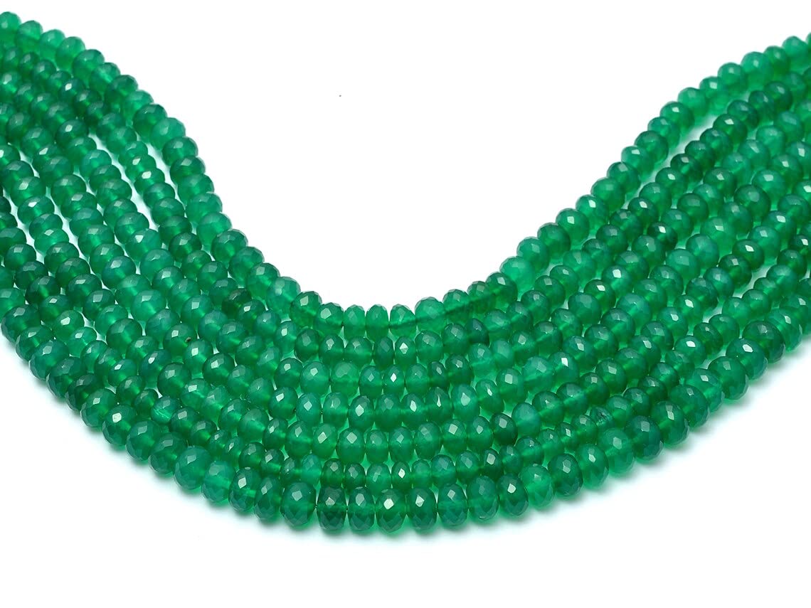 Onyx Vert 5mm-7mm Rondelle à facettes pierre semi-précieuse en vrac pour bijoux 16 pouces