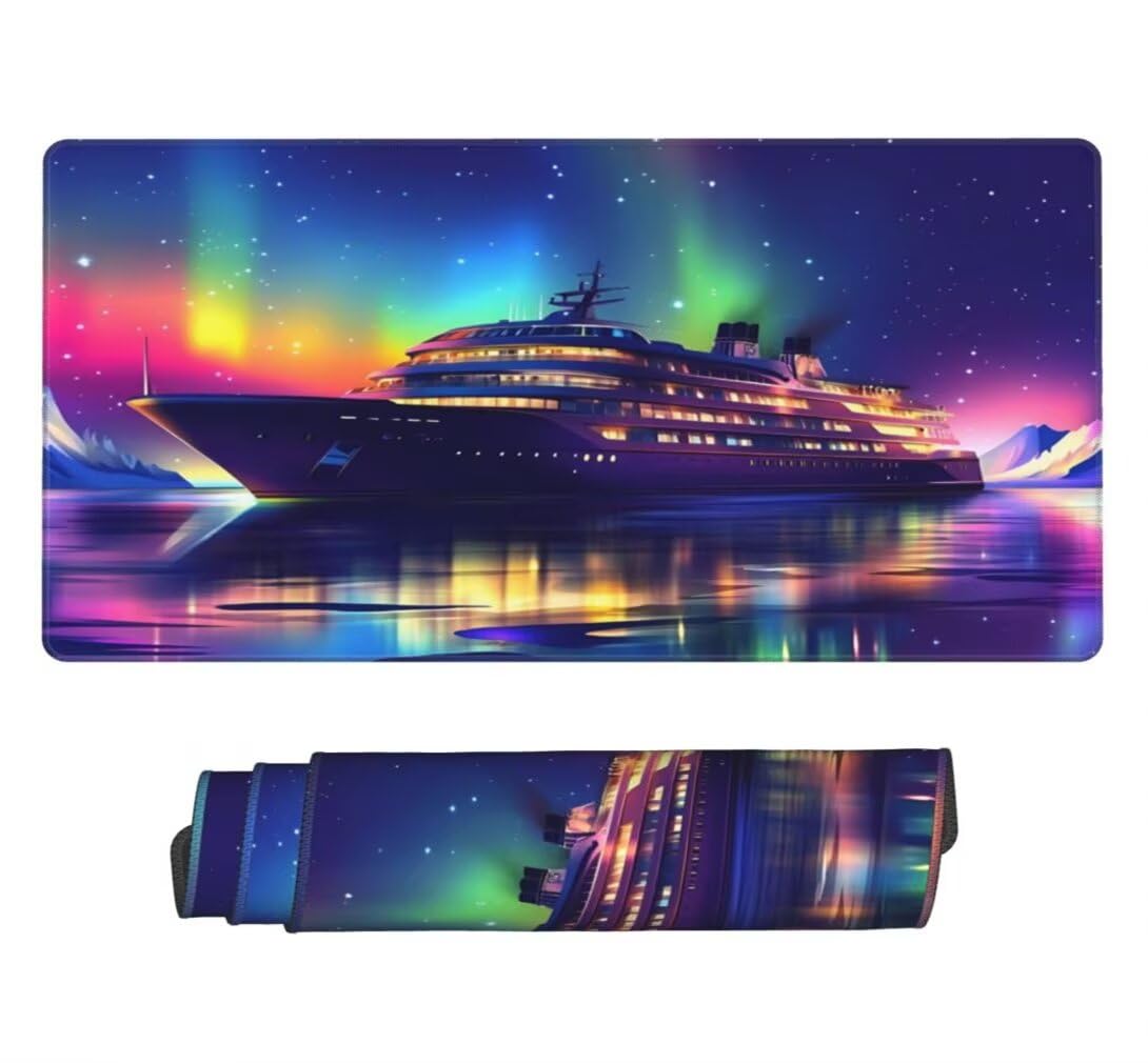Tappetino Mouse XXL 1000x500mm Nave da Crociera Grande Mouse Pad, Tappetino Scrivania Grande Mousepad Gaming con Bordi Cuciti, Tappeto Scrivania con Base Antiscivolo (Cielo Stellato) -MP1588