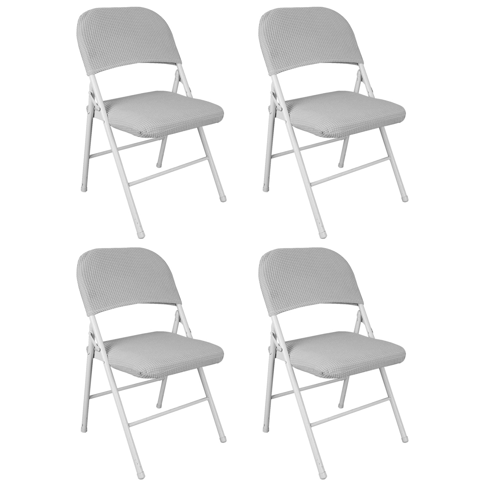 Coprisedia Elasticizzato In Velluto - Fodera Rimovibile E Lavabile Per Sedie Pieghevoli, Grigio Chiaro - Foto 5