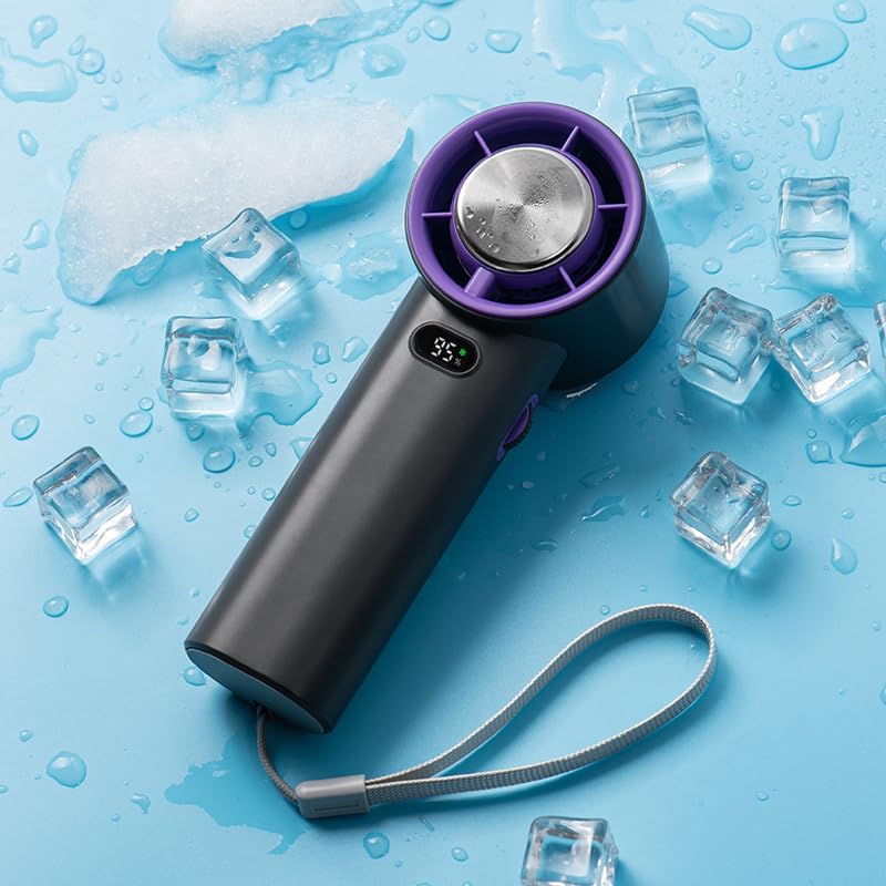 Miniatura 3 de Ventilador de mano portátil de 100 velocidades, mini ventilador turbo de enfriamiento, ventilador personal recargable por USB con pantalla digital,