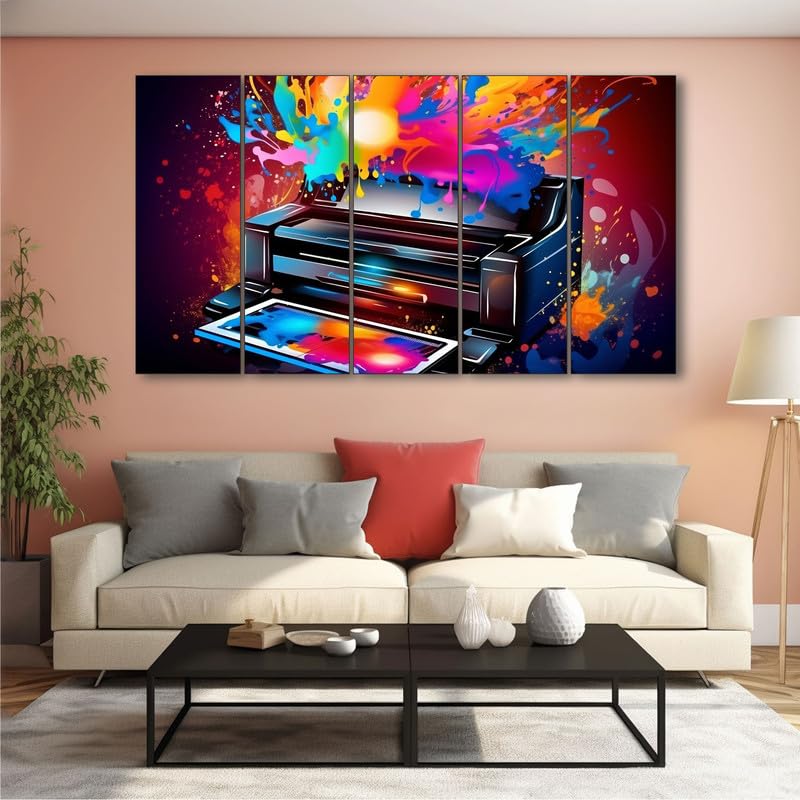 Image of The Castle Decor Abstract art painting with frame Big Size 36x60 Wall art for living room,Bedroom,Drawing room,Hotels-Wooden Framed-339