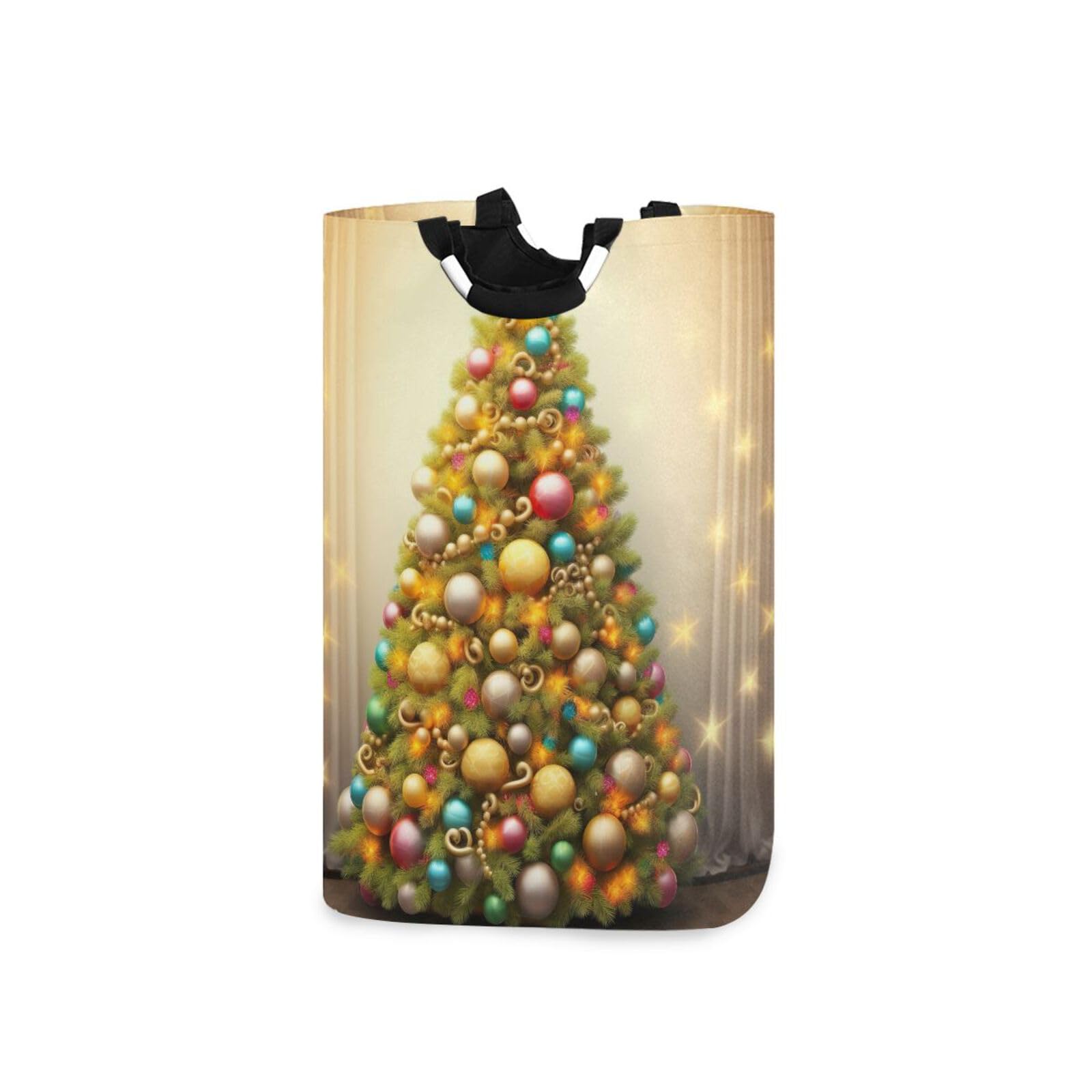 Jihqo Laundry Hamper Basket Christmas Tree Balls Collapsible Nursery Storage Bin Waterproof Clothing Baskets for Home Bedroom Bathroom Washing Room