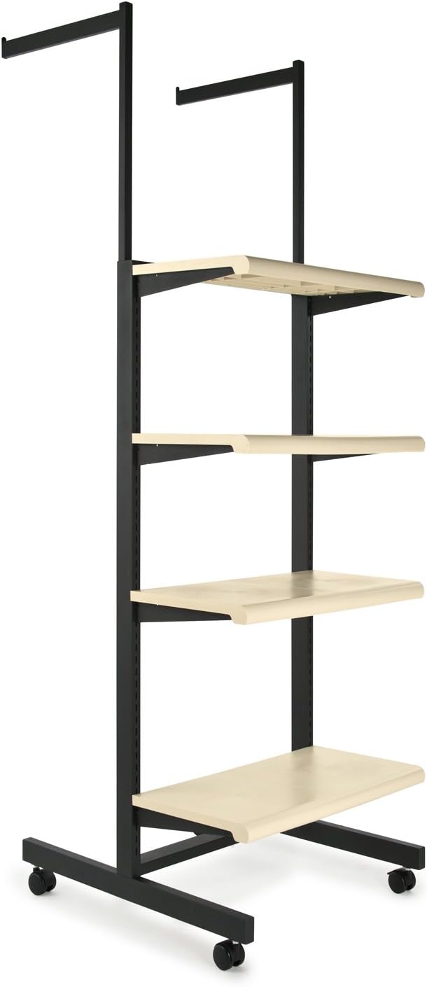 Econoco Frame with Rectangular Tubing, Black Frame (White Colored Shelves)