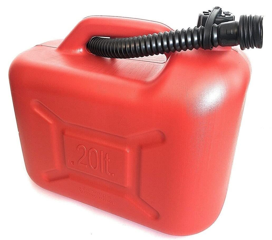 4 x Kanister 20L Kunststoff ROT ECO Reservekanister Benzinkanister Dieselkanister ÖlKanister -K&B Vertrieb- Kraftstoffkanister inkl. Ausgießrohr UN-Zulassung 1004