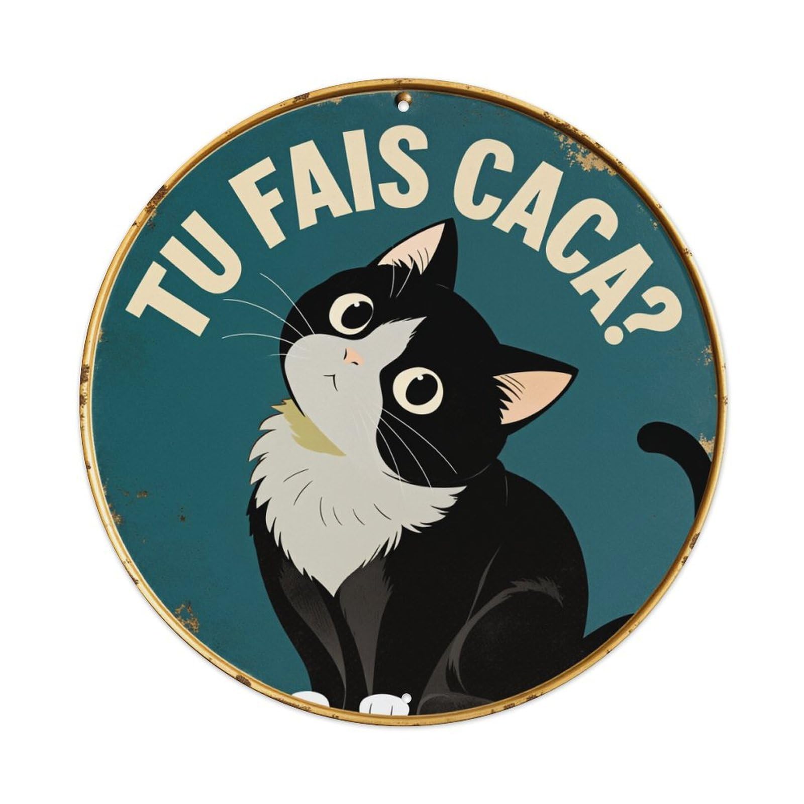 You Make Poop Cat Sign Round Tin Sign Retro Metal Sign for Cafe Bar Pub Home Game Room Gym Club Wall Decoration Vintage Metal Poster 8x8 Inch