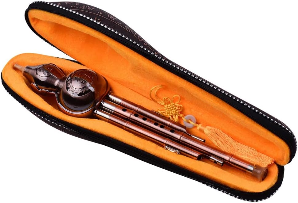 3 Tone C-Key Hulusi Gourd Cucurbit Flute Aluminum Copper Plated Pipes Chinese Traditional Instrument