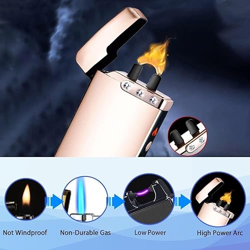 Miniatura 7 de GADATOP Encendedor de plasma de arco de llama, encendedor eléctrico, encendedor eléctrico recargable por USB, resistente al viento, impermeable, con
